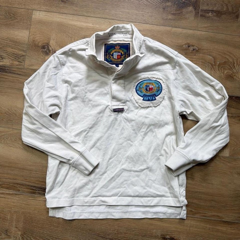 Vintage Pussers British West Indies Rugby Shirt Nautical Heavy Cotton Size M